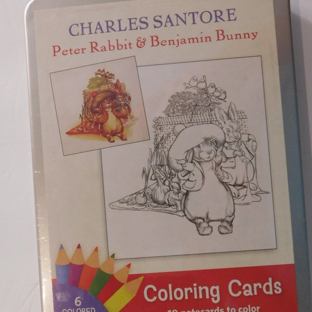Peter Rabbit and Benjamin Bunny Charles Santore Coloring Cards and Pencils